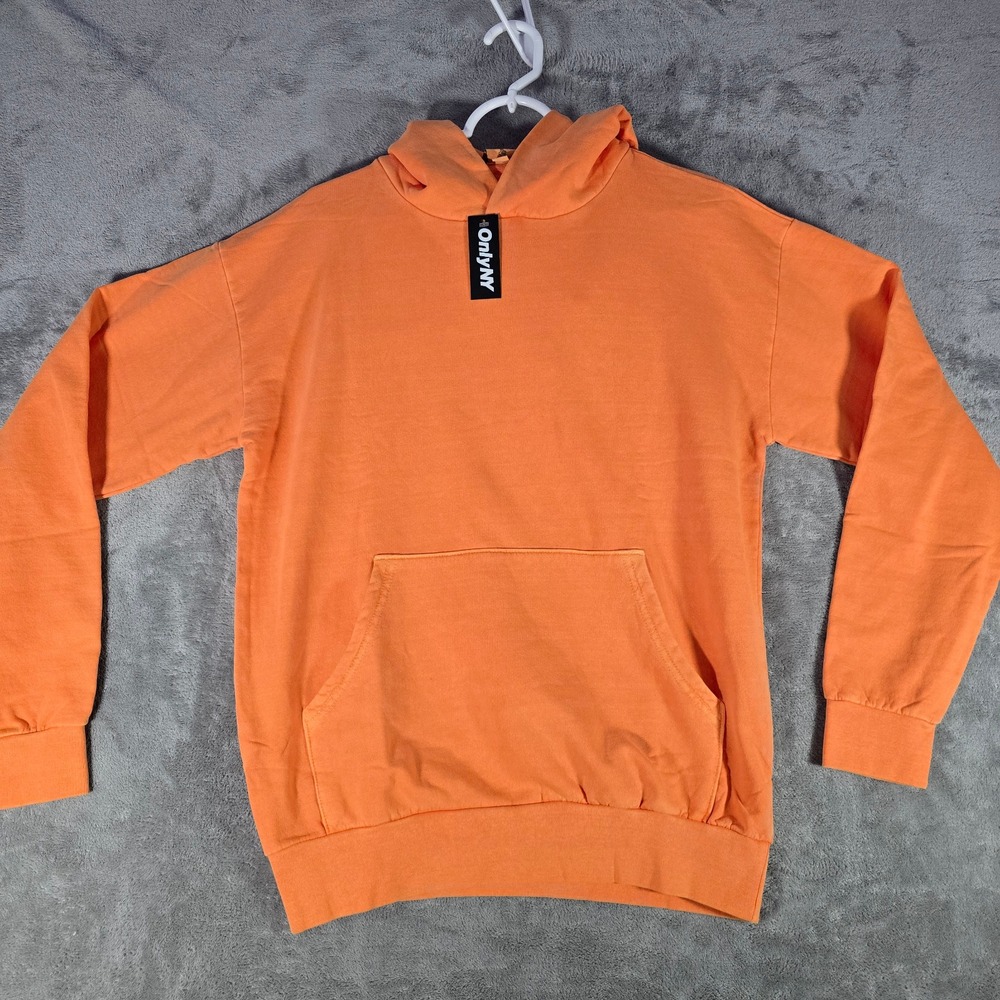 Only NY Premium Basics Hoodie‎ Pullover Sweatshirt Pouch Pocket Orange S